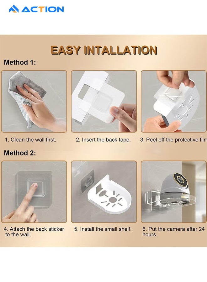 أكشن مجموعة من 3 رفوف كاميرات المراقبة، حامل كاميرا حائط من مادة ABS لشاشات الاطفال ومكبرات الصوت، حامل كاميرات المراقبة العالمي(شفاف) - Image 5